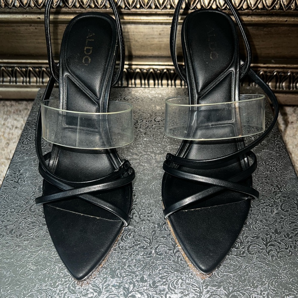 ALDO Women's Black Pillow Walk Strappy Heels